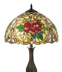 Red Camellia Tiffany Table Lamp Small