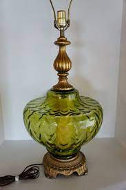 vintage table lamp green glass accent