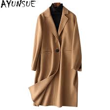 Us 118 54 50 Off Ayunsue 2018 Classic Camel Wool Coats Single Button Long Winter Coat Women Casual Trench Female Casacas Para Mujer 38052 Wyq1428 In