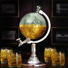 Whiskey Decanter Set World Etched Globe