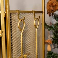 Barton 48 In Fireplace Screen Gold 4