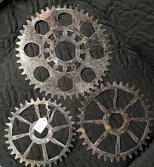 3 steampunk industrial metal art gears