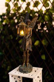 Winged Fairy Statue With Lantern Garden