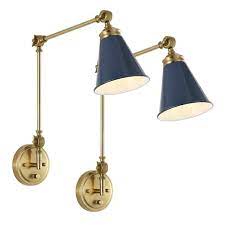 Wingbo Warm Brass And Blue Metal Shade