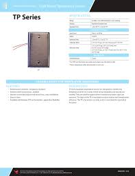 Tp Series Flush Mount Temperature Sensors Specifications