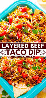 layered taco dip with ground beef