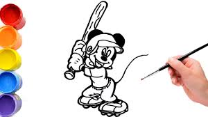Images of mickey and minnie mouse, donald and daisy duck, goofy, tigger and winnie the pooh playing baseballlast updated on july 1st 2021. Drawing And Coloring To Mickey Mouse Playing Baseball Art Colorkids Youtube
