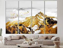Gold Mountain Wall Art Canvas Panoramic