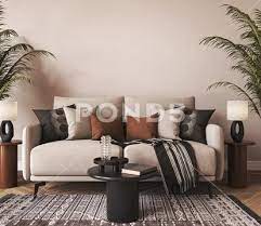 Home Interior With Light Beige Sofa