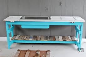 Outdoor Party Buffet Table In Pool Blue