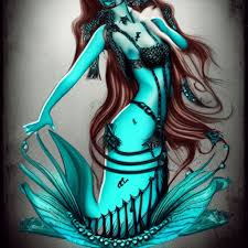 gothic mermaid with teal makeup