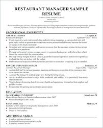 Sample Resume Restaurant Manager Sample Resume For