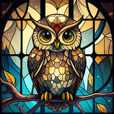 Golden Owl Stained Glass Design For