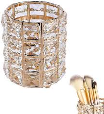 crystal makeup brush holder golden