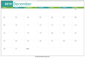 December 2019 Calendar Templates Whatisthedatetoday Com
