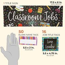 17 Piece Chalkboard Design Classroom Jobs Chart For Bulletin