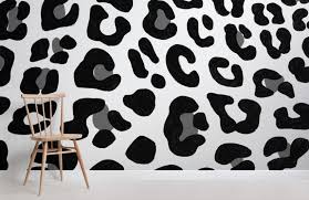 white leopard print wallpaper mural