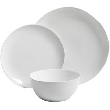 White Light 12 Piece Organic Dinnerware Set At Home