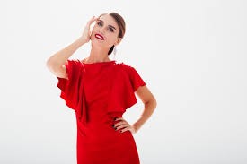 premium photo beauty model in red dress