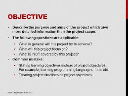 Writing Project Objectives Examples