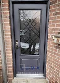 Steel Door With Wrought Iron Glass