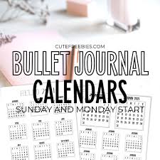 The 12 months calendars print out on 12 pages. Free 2021 Bullet Journal Calendar Printable Stickers Cute Freebies For You