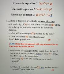 solved kinematic equation 1 vi v gt