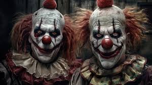 two clowns dressed in dark makeup