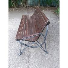 Vintage Station Bench In Solid Wood And