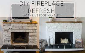 diy stone fireplace update