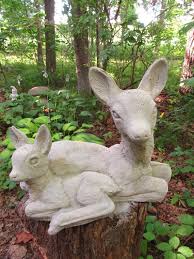 Deer Doe And Fawn Concrete Garden Art