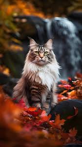 Majestic Maine Coon Cat Sitting In