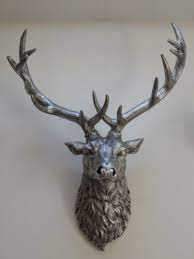 Large Silver Stag Wall Art Animal Head