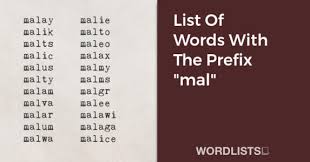 list of words with the prefix mal