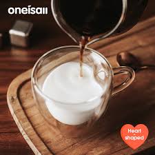 Oneisall Glass Coffee Mug Heart Shaped