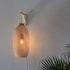 Plug In Wall Mount Lamp Pendant Bamboo