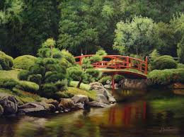 A Serene Japanese Garden Painting By