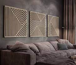 Large Modern Wood Wall Art Set Of 3