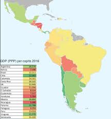 This latin american country spans over 1,056,641 square miles. Latin American Countries By Gdp Ppp Per Capita 2016 Vivid Maps