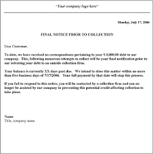 Collection Letter Template Final Notice Collection