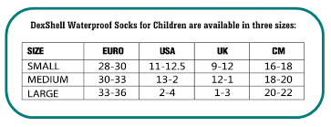 Sock Size Chart Waterproof Socks