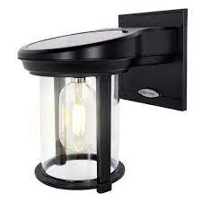 Enough light to light your path at night. Gama Sonic Solar Coach Lantern 1 Light Black Solar Outdoor Wall Lantern Sconce With Warm White Edison Bulb 1be40010 The Home Depot