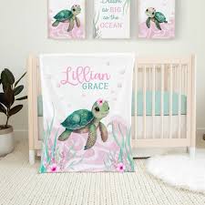 Baby Girl Sea Turtle Crib Bedding Set