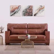 walter leather 3 seater sofa brown