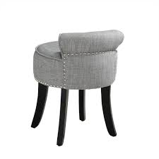 grey linen vanity stool