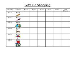 Lets Go Shopping Counting Money Chart