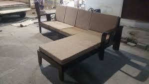 l shape corner teak wooden sofa