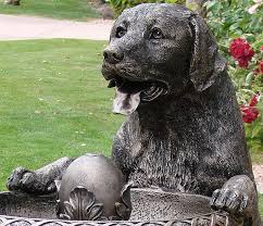 Chocolate Lab Outdoor Statues For