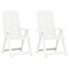 Garden Reclining Chairs 2 Pcs Plastic White