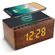 woodenalarm clock fm radio 10w fast
